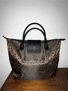 Chico’s Animal Print Folding Roll Tote Bag Chicos